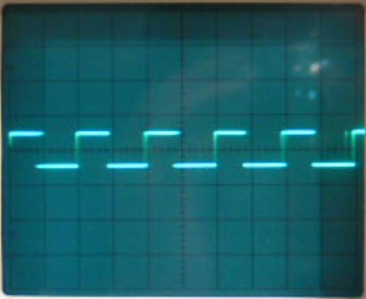 Photo of properly aligned receiver data slicer output waveform